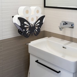 Sumnacon Toilet Paper Holder Metal Toilet Paper Storage Freestanding Toilet Paper Roll Holder Decorative Toilet Paper Holder Stand Black Butterfly Toilet Paper Organizer for Table Counter Floor Wall