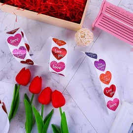 500Pcs Valentine's Day Heart Stickers,1.5inch Valentine's Day Love Stickers with Romantic Phrase Valentine Stickers for Wedding, Valentine’s Day Supplies Valentines Day Decor