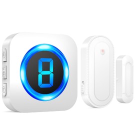 SURFOU Wireless Door Alarms Chime, 1000FT Range 55 Ringer 5 Volume, Easy to Install, IP55 Waterproof -1 Sensors 1 Receiver