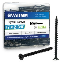 GVAKMM 0.75LB (118pcs),#7x2-3/8''Drywall Screws,Black Wood Screws,Coarse Thread,Phillips Bugle Head,Sharp Point,Long Screws for Wood,Sheetrock and More (2-3/8 Inch,60mm,118pcs)