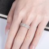 Catfoony Moissanite Wedding Band 3 Rows Eternity Rings D Color