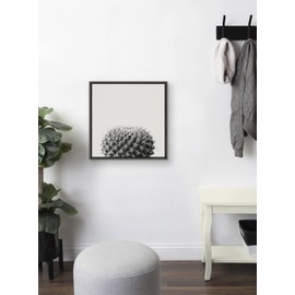 Kate and Laurel Sylvie Haze Succulent Cactus Short Framed Canvas Wall Art by The Creative Bunch Studio, 22x22 Gray, Decorative Succulent Art for Wall