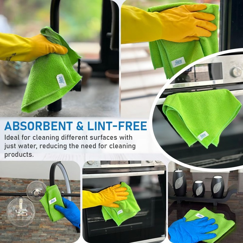 FABRIO Microfibre Cleaning Cloth - Green - 30cm x 30cm