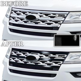 BOGAR TECH DESIGNS Front Chrome Delete Overlay Compatible with Ford Explorer 2018-2019, Gloss Black