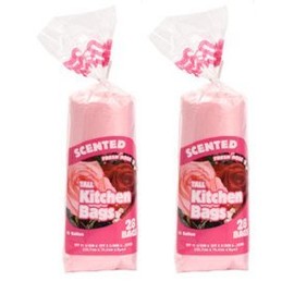 Scented Tall 13 Gallon Kitchen Bags - Fresh Rose Scent- 2 Packs of 28 Bags (Pink) by Greenbrier