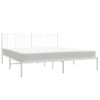 vidaXL 12-Inch White Metal California King Bed Frame with Headboard,