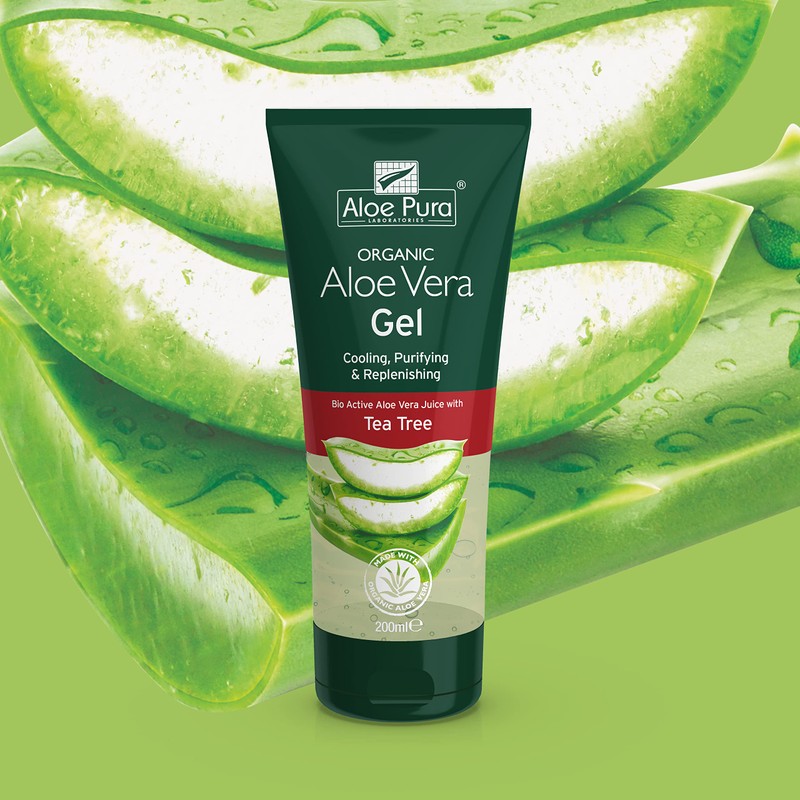 Aloe Pura Organic Aloe Vera Gel with Tea Tree, Natural,