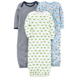 Simple Joys by Carter's Baby Boys' 3-Pack Cotton Sleeper Gown, Blue/White, Newborn