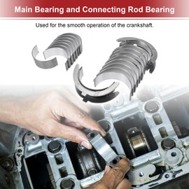 X AUTOHAUX Main Bearing and Connecting Rod Bearing Kit No.2102027900/2306027900 for Hyundai Santa Fe 2000-2010 Engine Crankshaft Rod Bearing Metal Silver Tone 18Pcs