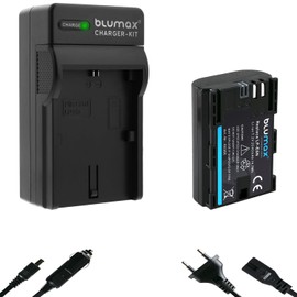 Blumax Battery Compatible with Canon LP-E6N [2040mAh] + Charger LP-E6NH LP-E6 for Canon EOS R R5 R6 II R7-5D Mark III IV - 6D 7D 60D 80D 90D - XC15