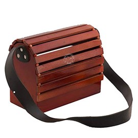Hind Handicrafts Women's Handmade Wooden Shoulder Bag - Leather Strap - Spring Summer Sea Beach Messenger Handbag