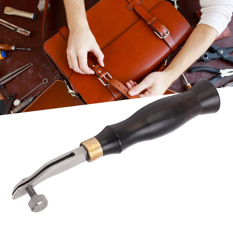 Leather Creaser 0.5mm Regulable Screw Ebony Handle Arc Design Stainless