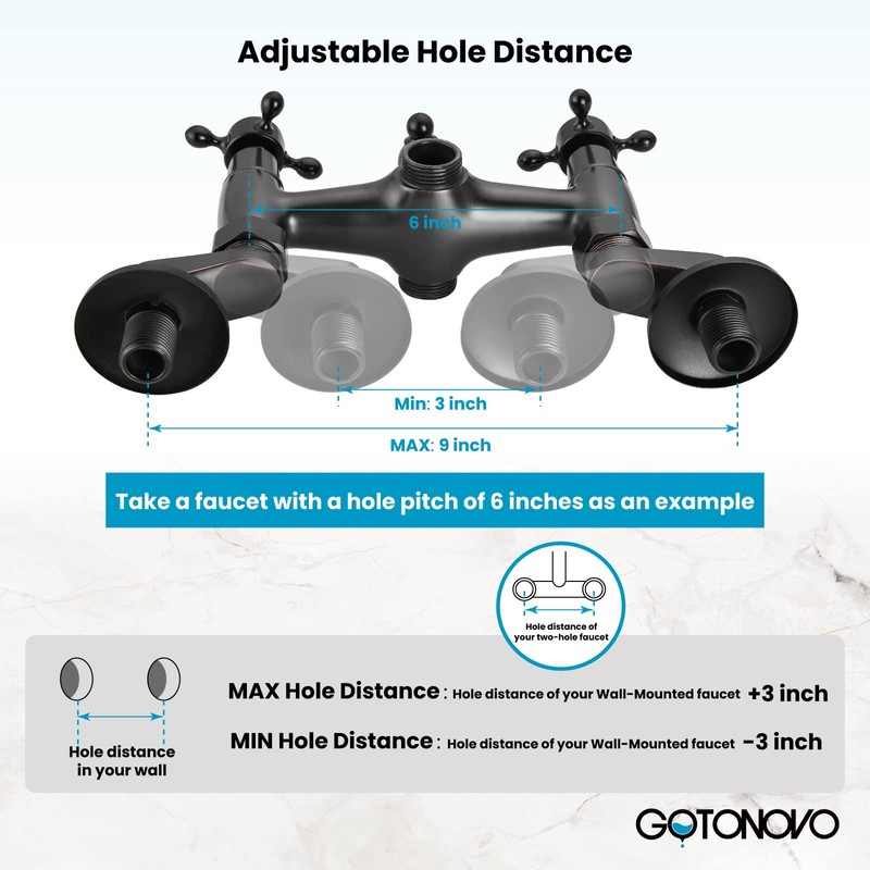 gotonovo Clawfoot Tub Adapter 3-3/8 Inch Adjustable Swing Arms for