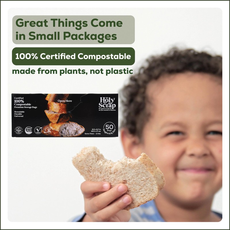 HOLY SCRAP! 100% Compostable Food Storage Bags SANDWICH Size -