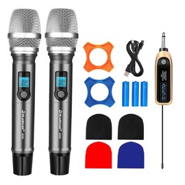 Dejasound Wireless Professional Microphones - High Fidelity Sound Handheld Dynamic Mics for Party, Karaoke Singing, Live Stream, YouTube, Music Recording, XLR Adapter Included