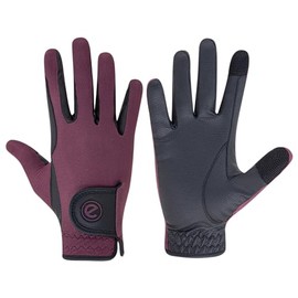 eGlove - eQUEST GripPro X-LITE Horse Riding Gloves - Lightweight, Breathable, Grippy Non-Slip Material - Comfort Mesh Back - Touchscreen Gloves (Merlot - Plain Cuff, XXX-Small)