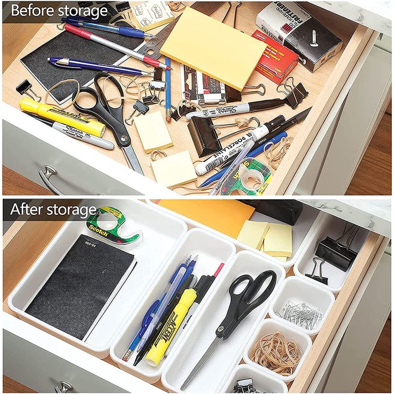 Pack of 8 Drawer Organiser, Organiser Storage Box, Plastic Drawer