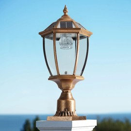 TREATLIFE HOME Elegant Solar Column Headlight with Dimmable LED for Outdoor Lighting, Easy Setup, Bronze Finish