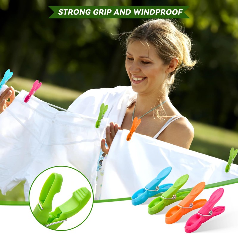 48Pcs Clothes Pegs, Colorful Plastic Clothes Clips Non Slip Laundry