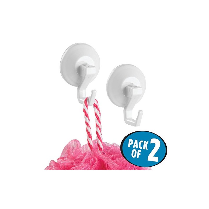 iDesign Power Lock Bathroom Shower Plastic Suction Cup Hooks for