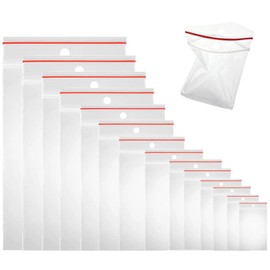 Resealable Clear Ziplock Bags with Holes | Plastic Bags | Sealing Bags | Food Bags | 27 Sizes to Choose From (100 Pieces, 100 x 120 mm)