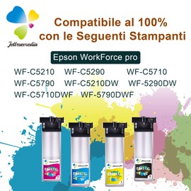 Jettruemedia T9451 - T9454 Druckerpatrone T9451 T9452 T9453 T9454 für Workforce Pro WF-C5210 WF-C5290 WF-C5710 WF-C5790 WF-C5210DW WF-C5290DW WF-C5710DWF (4er-Pack)