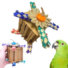 Bonka Bird Toys 2861 Large Party Box - Parrot Beak-Pleasing Textures, for Medium to Large Birds, 3"x3"