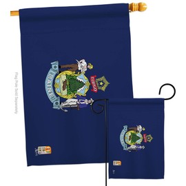 Americana Home & Garden Maine Garden House Flag Set Americana States American Territories Republic Country Particular Area Decoration Banner Small Yard Gift Double-Sided, Made in USA