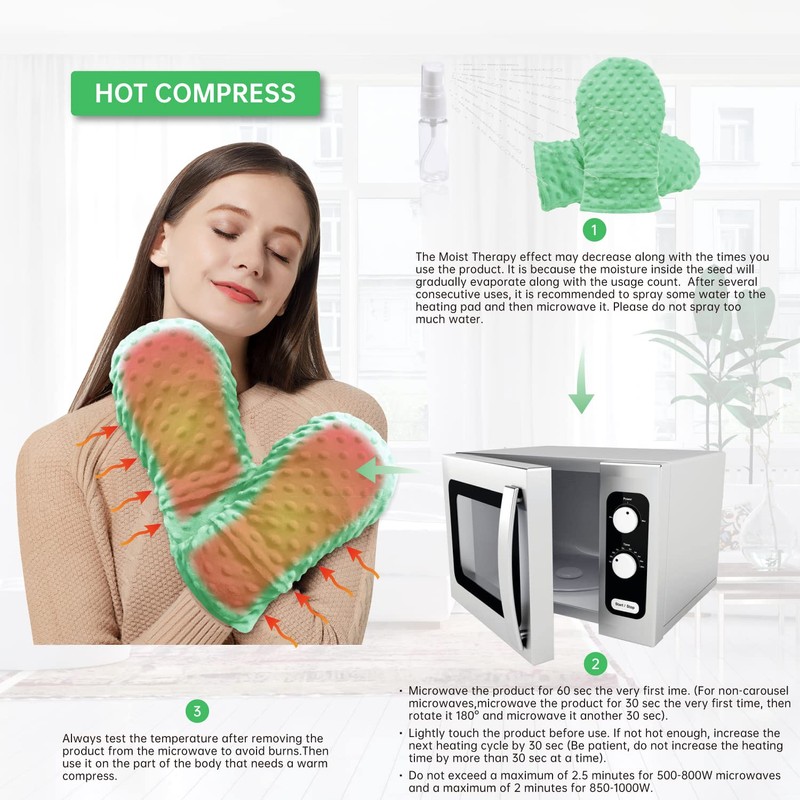 Microwavable Therapy Mittens Lavender Hand Warmer Gloves with Arthritis Compression,Moist