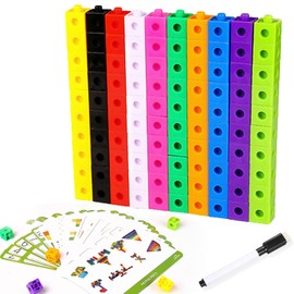 Hpbaggy Plug-in Cube, 119 Pieces of Computing Cubes, Learning Educational Games, Primary School with Question Cards, for Training Your Child Computing Power