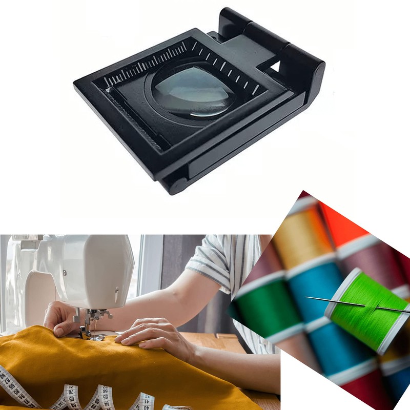 MAGDEPO Folding Stand Striped Magnifier 6x Magnification Linen Tester Magnifier