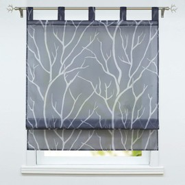 Eslir Roman Blind with Loops, Roman Shade for Kitchen, Transparent Loop-Top Roller Blind, Modern Curtains, Grey, WxH 100x140 cm, Pack of 1