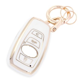 HOYZE Key Case, Key Cover, Cute, Car, Smart Key Case, Key Holder, Carabiner, Key Shell, Scratch Resistant, Lightweight, gold white