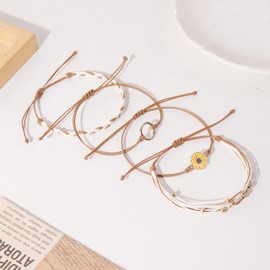 Friendship Bracelets for Women Boho Ankle Bracelets Surfer Braid String Bracelet Stack Summer Boho Jewelry Gifts for Friend Sister