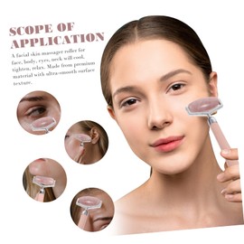Baluue Facial Massage Roller Handheld Face Roller Tool Pink Jade Sturdy Safe for Home Salon Use
