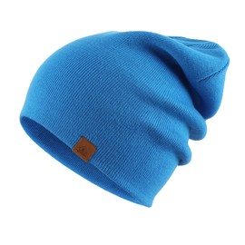 Home Prefer - Gorro de invierno para hombre, de punto acrílico, para mujer, azul mar, Talla única