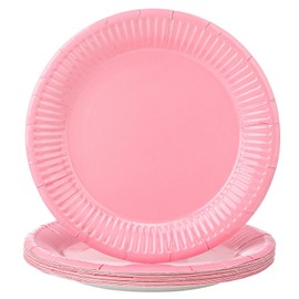 Xialvyu Pack of 20 Disposable Paper Plates, Pink, 17.8 cm / 7 Inch Round Party Paper Plates Set, Paper Plates Birthday Paper Plates Children's Birthday Party Tableware Set for Wedding Birthday Party