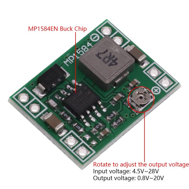 DollaTek 5Pcs MP1584EN ultra Small DC-DC 3A power Step-Down Adjustable