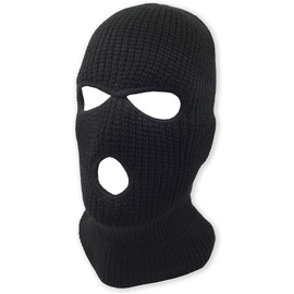 3 Holes Full Face Mask Ski Mask Winter Cap Balaclava Outdoor Beanie Tactical Hat (Black)