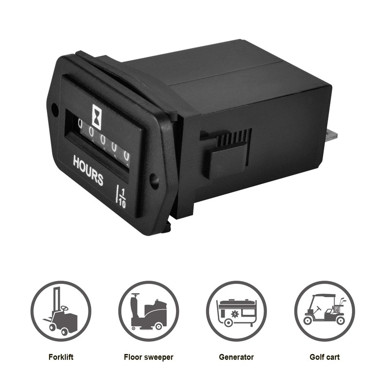 Jayron JR-HM002 DC 6-80V Snap in Mechanical Hour Meter for
