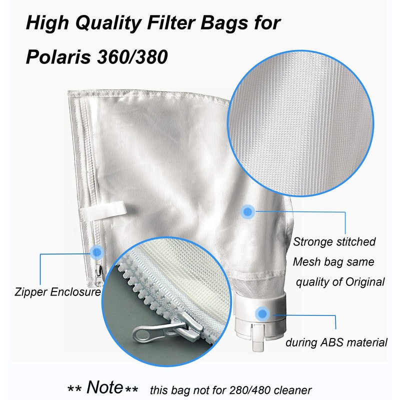 UCEDER 3 Pack Zippered Bag Replacement Fits for Polaris 360,