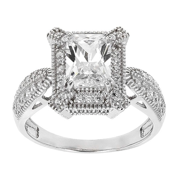 JTV White Cubic Zirconia Rhodium Over Sterling Silver Ring 3.75ctw