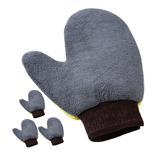 Alipis 4pcs Non Scratch Car Wash Mitts Dual Sided Fleece