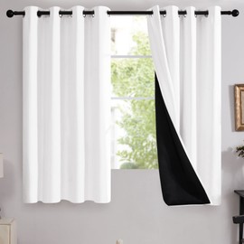 Deconovo 100% Blackout Curtains - 2 Layers, Thermal Insulated, Noise-Reducing Drapes - Bedroom, Nursery, Home Theater - Energy-Efficient & Oeko-TEX Certified - Pure White, 52W x 45L Inch