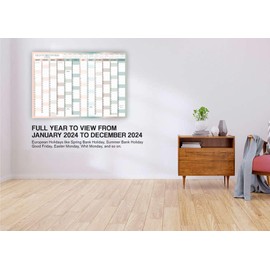 2024 Wall Planner A1 Large Wall Calendar 2024 Yearly Planner Jan to Dec Full Year Planning Student Family Home School Office Work Chart Annual Poster Approx 59.4 X 84.1 Cm (A1 Multi Planner)