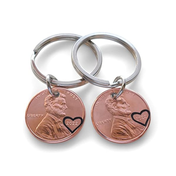 Double Keychain Set 2022 US One Cent Penny Keychains with