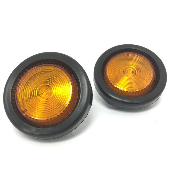 MAXXHAUL 80652 2" LED Round Clearance Side Marker Light Amber with Grommet Trailer Truck RV,2 Pack