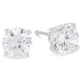 Paris Jewelry 14k White Gold 1/2 Carat Solitaire Created White Diamond Stud Earrings (G-H, SI)