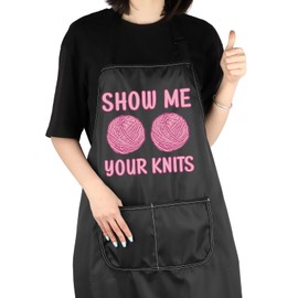 VAMSII Knitting Lover Gift Show Me Your Knits Apron With Pockets Yarn Lover Gift Knitter Gift (Show Me Your Knits A)