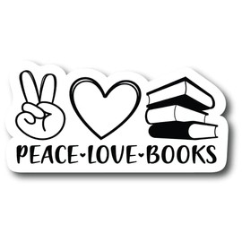 Peace Love Books | 5 X 3 inch | Waterproof Decal Sticker | Auto Car Truck Window Wall Laptop Skateboard | PLS1022